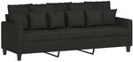 vidaXL 3-Sitzer-Sofa Schwarz 180 cm Stoff 359279