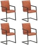 vidaXL Freischwinger 4 Stk Braun Echtleder 3057792