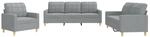 vidaXL 3-Tlg Sofagarnitur mit Kissen Hellgrau Stoff 3201242