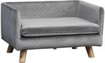 PawHut Hundesofa mit Holzbeinen bis zu 8 kg Samt-Touch Grau 64 x 45 x 36 cm