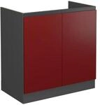 Vicco Sp&uuml;lenunterschrank R-Line Rot/Anthrazit 80 cm J-Shape ohne Arbeitsplatte