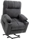 HOMCOM Sessel mit Aufstehhilfe Polyester Metall Dunkelgrau 91L x 95B x 109H cm