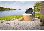 Finntherm Badefass Stockholm Thermoholz Whirlpool &Oslash; 180 cm VA-Ofen 30 kW Grau