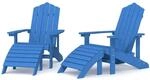 vidaXL Adirondack-Gartenst&uuml;hle 2 Stk mit Hockern HDPE Aquamarin 3095699