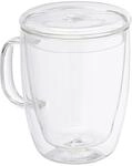 Relaxdays Kaffeegl&auml;ser 2er Set Borosilikatglas Transparent Doppelwandig Mit Deckel