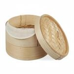 Relaxdays Dampfgarer Bambus Natur 2 Etagen 16,5 cm x 20,5 cm 390 g