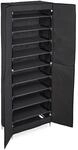 Relaxdays Schuhschrank Stoff Anthrazit 10 F&auml;cher Magnetverschluss 168 cm x 61 cm x