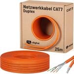 hb-digital CAT 7 Kabel Duplex Ethernetkabel LSZH max. 1000 MHz S/FTP AWG23 25m Orange