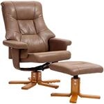 HOMCOM Relaxsessel mit Hocker Drehbar mit Liegefunktion Braun 78 x 82,5 x 109 cm