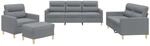 vidaXL 4-Tlg Sofagarnitur mit Kissen Hellgrau Stoff 3201544