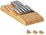 Relaxdays Messerblock Bambus Natur f&uuml;r Schublade 5 cm x 17 cm x 40 cm 1,1 kg