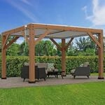 Westmann Pavillon Karl mit Lamellendach 396 cm x 335 cm x 251 cm Braun FSC&reg;