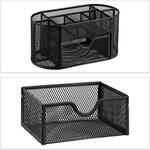Relaxdays Schreibtischorganizer mit Stifthaltern Metall Schwarz Mit 9 F&auml;chern