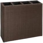 vidaXL Garten-Hochbeet mit 4 T&ouml;pfen 2 Stk Poly Rattan Braun 614182
