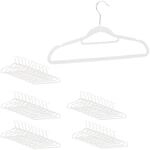 Relaxdays Kleiderb&uuml;gel Set Samt Eisen Wei&szlig; Rutschfest Drehbar 22 cm x 41,5 cm x 0,3