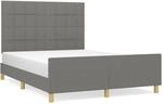 vidaXL Bettgestell mit Kopfteil Dunkelgrau 140x200 cm Stoff Modell 31368051