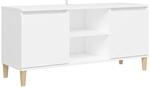 vidaXL TV-Schrank mit Massivholz-Beinen Wei&szlig; 103,5x30x50 cm 805959