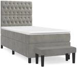 vidaXL Boxspringbett mit Matratze Hellgrau 100x200 cm Samt1350827