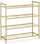 Relaxdays Schuhregal Metall Gold Stapelbar 4 Ebenen 70 cm x 70 cm x 26 cm 2,5 kg