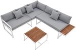 Juskys Gartenm&ouml;bel Lounge St. Tropez Wei&szlig; Hellgrau
