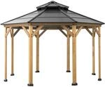 Sunjoy Gazebo Eggi Zedernholz 395 cm x 395 cm Anthrazit