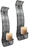 Lex 2er Set Wandkerzenhalter Metall Kerzenhalter Wandlicht Wanddeko Schwarz