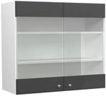 Vicco K&uuml;chenglasschrank Fame-Line Glash&auml;ngeschrank Anthrazit-Gold/Wei&szlig; 80 cm