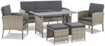 Juskys Polyrattan Gartenm&ouml;bel Sitzgruppe Turin Grau Meliert