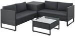 Juskys Polyrattan Lounge Santorini Schwarz Grau