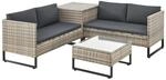 Juskys Polyrattan Lounge Santorini Grau Meliert Grau