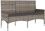 vidaXL Gartenbank 3-Sitzer mit Kissen Grau Poly Rattan