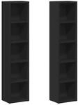 vidaXL CD-Regale 2 Stk Schwarz 21x16x93,5 cm Holzwerkstoff 802697
