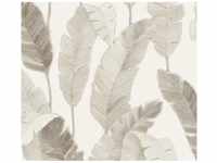 AS-Creation Vliestapete Blätter Floral Leicht Glänzend Strukturiert Weiß Beige