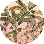 Sanders & Sanders Selbstklebende Runde Tapete Botanisch Rosa und Gr&uuml;n &Oslash; 125 cm