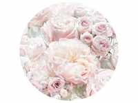 Komar Vliesfototapete Dot Pink and Cream Roses selbstklebend Ø 125 cm