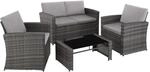 Tectake Rattan Lounge Jesolo F&uuml;r 4 Personen Widerstandsf&auml;hig 122 x 70 x 76 cm Grau