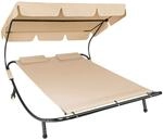 Tectake Gartenliege Livorno F&uuml;r 2 Personen Stufenlos Verstellbares Sonnendach ...