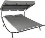 Tectake Gartenliege Livorno F&uuml;r 2 Personen Stufenlos Verstellbares Sonnendach ...