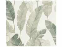 AS-Creation Vliestapete Blätter Floral Leicht Glänzend Strukturiert Weiß Grün