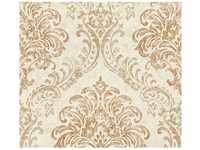 AS-Creation Vliestapete Ornament Matt Muster Glänzend Strukturiert Weiß Gold