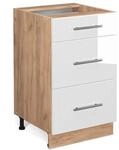 Vicco K&uuml;chenunterschrank Fame-Line Wei&szlig; Hochglanz/Goldkraft Eiche 50 cm ohne