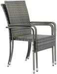 Juskys Polyrattan Gartenst&uuml;hle Yoro 2er Set Stapelbar mit Armlehnen Grau Meliert