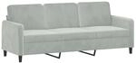 vidaXL 3-Sitzer-Sofa Hellgrau 180 cm Samt 359452