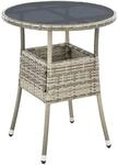 Juskys Polyrattan Gartentisch Yoro Rund Grau 60 cm