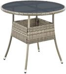 Juskys Polyrattan Gartentisch Yoro Rund Grau 80 cm