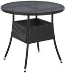 Juskys Polyrattan Gartentisch Yoro Rund Schwarz 80 cm
