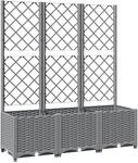 vidaXL Pflanzk&uuml;bel mit Rankgitter Hellgrau 120x40x136 cm PP 1581455