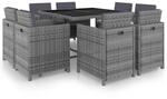 vidaXL 9-tlg Garten-Essgruppe mit Auflagen Poly Rattan Anthrazit Modell 1