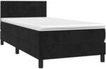 vidaXL Boxspringbett mit Matratze & LED Schwarz 90x200 cm Samt 3134443