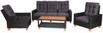 MCW Gartengarnitur G28 Rattan 4-teilig Anthrazit Kissen Grau